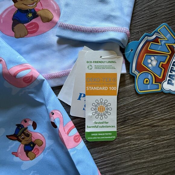 Boys Size 2T Paw Patrol 2-Piece Swim Set Swim Shirt & Swim Trunks Chase NEW - Picture 2 of 5